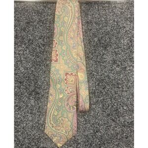 Vintage Racquet Club Tie Mens OS Wimbledon Paisley Silk Italian Hand Printed